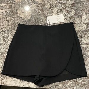 NWT Zara Elegant Black Wrap Skort